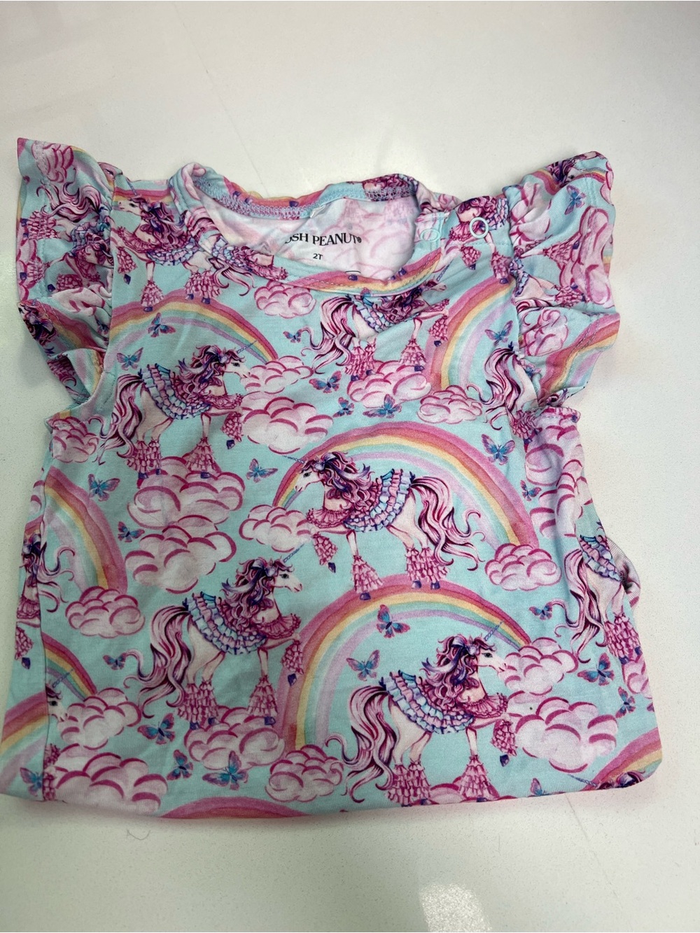 Posh Peanut Pastel Unicorn Rainbow Bodysuit - Pink, Aqua, Purple, Yellow size 2t